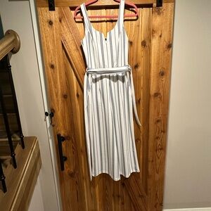Black Tape Pleated White and Gray Sundress
